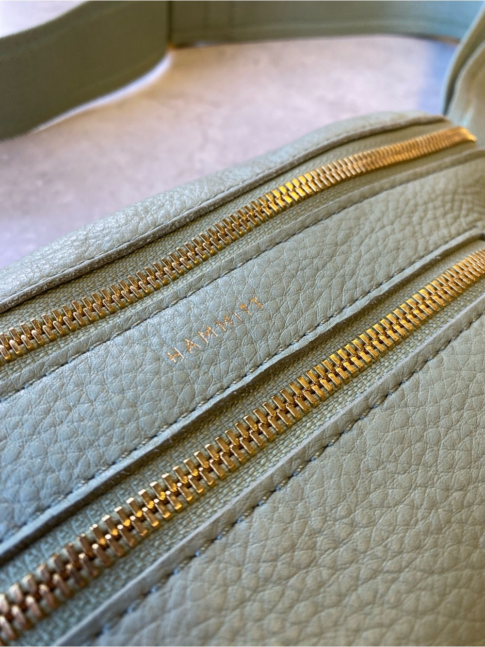 Hammitt Mint Green Pebbled Leather Belt Bag with Gold Hardware - Picture 3 of 4